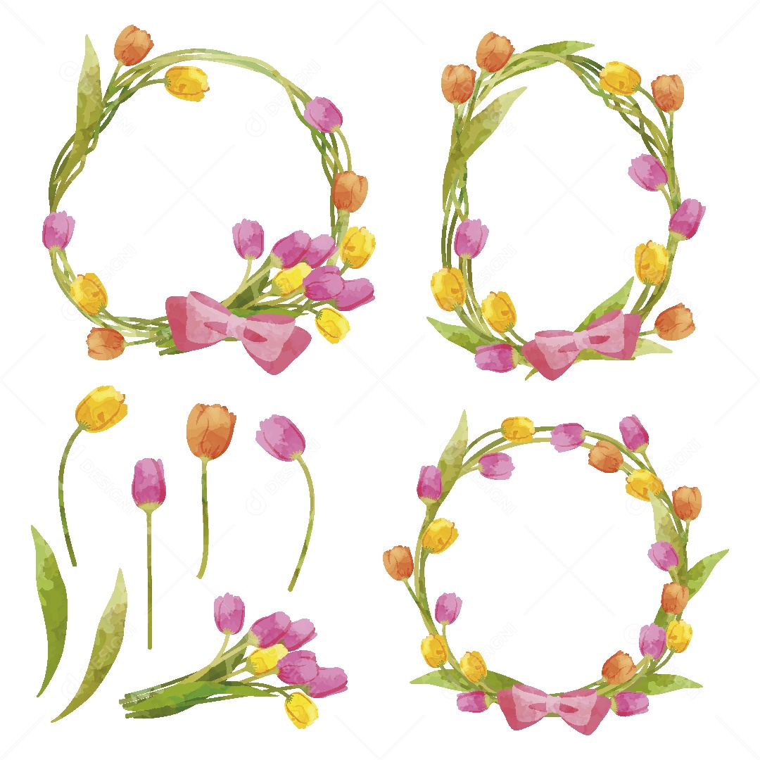 Moldura de Flores Ilustração Vetor EPS