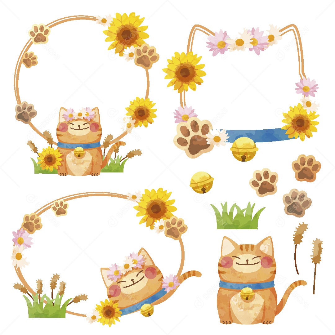 Moldura de Girassol Ilustração Vetor EPS