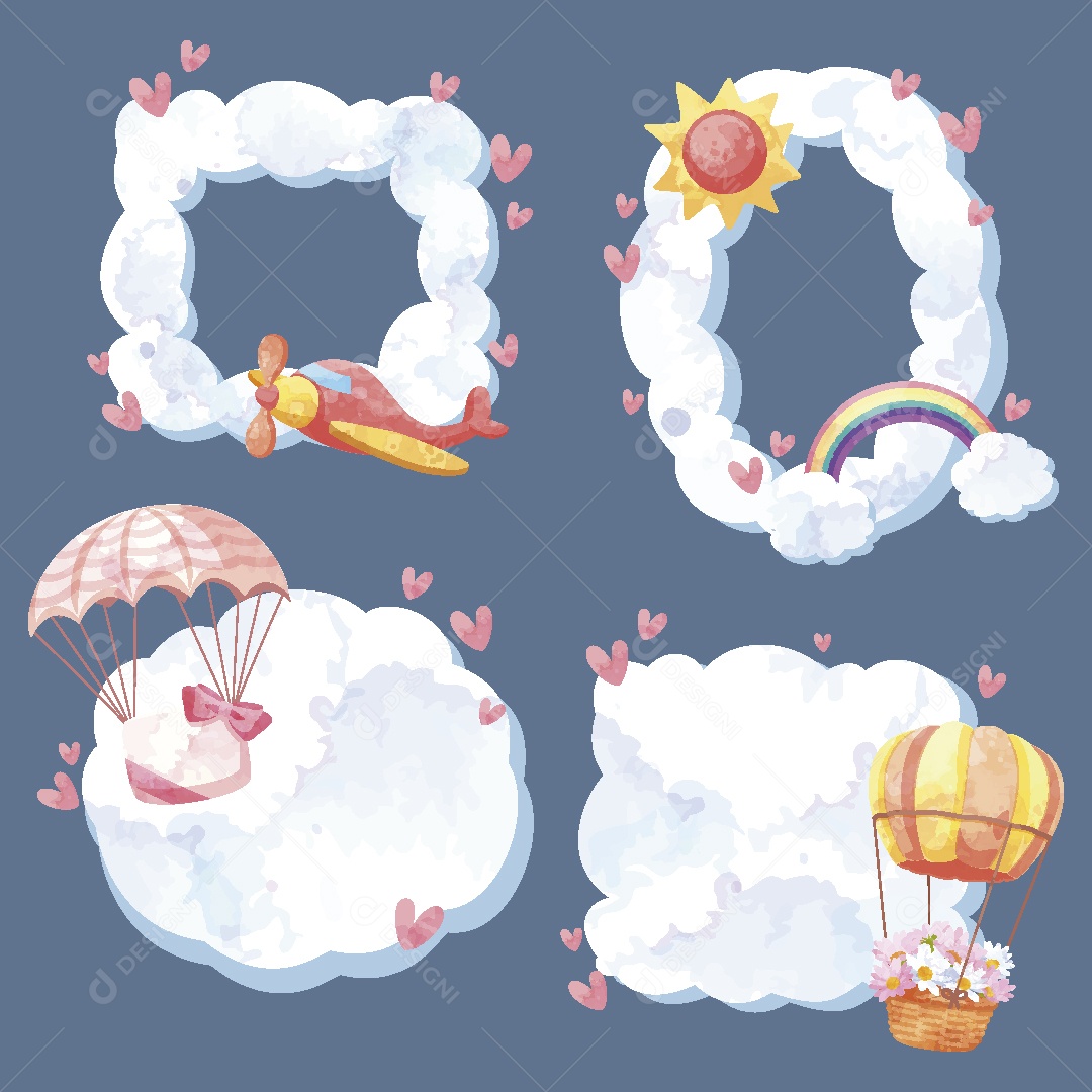 Moldura de Nuvem Ilustração Vetor EPS