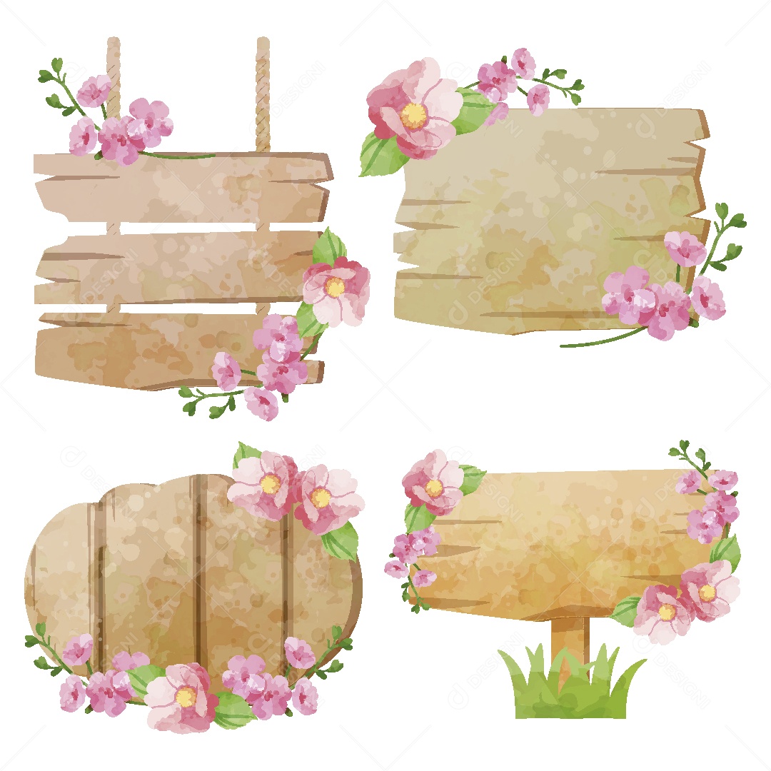 Placa de Madeira Ilustração Vetor EPS