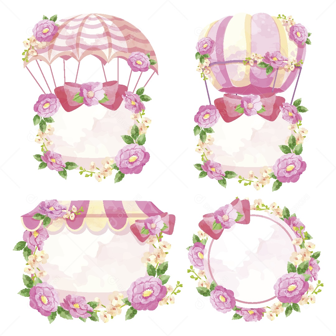 Moldura de Folhas e Flores Ilustração Vetor EPS