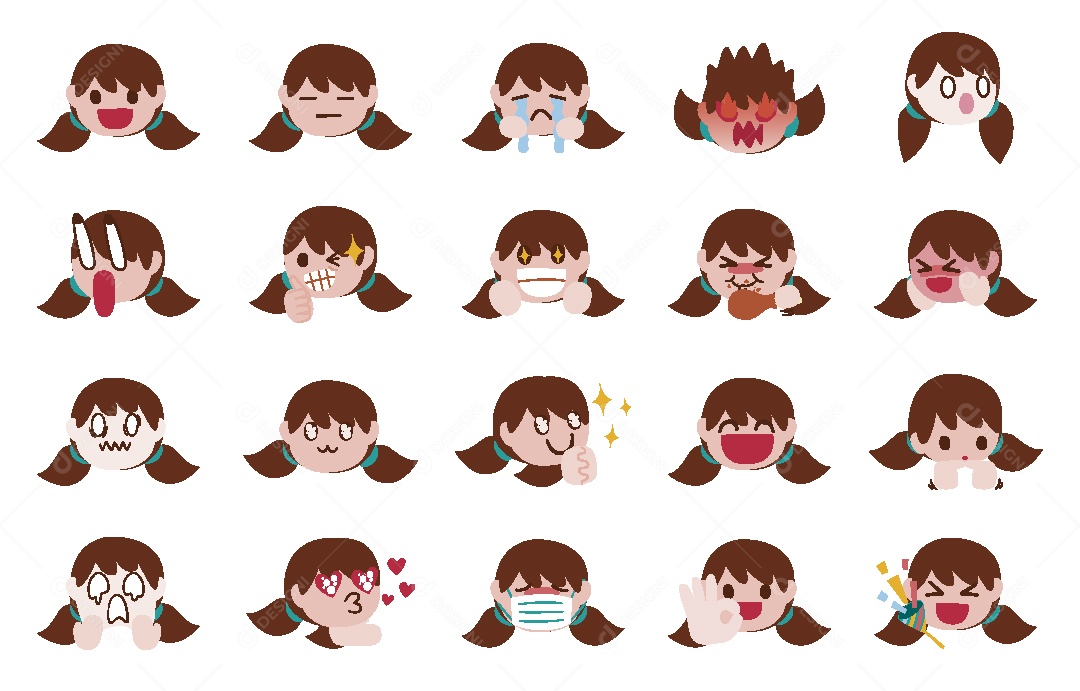 Conjunto de Expressões Faciais Vetor EPS