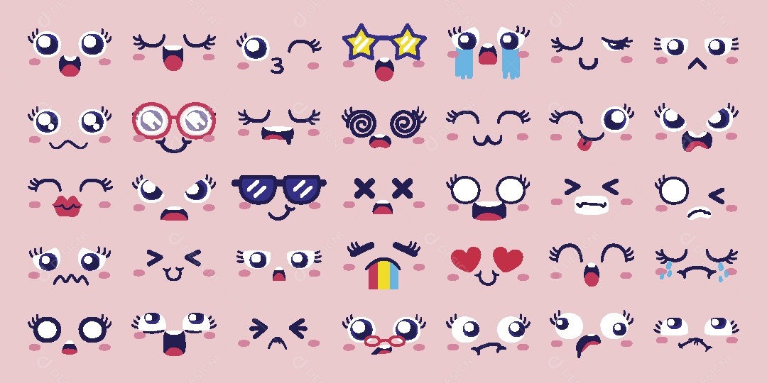 Conjunto de Expressões de Faciais Vetor EPS