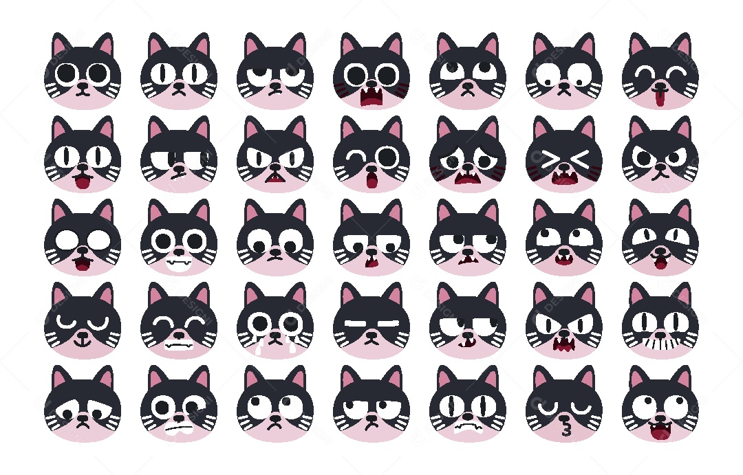 Conjunto de Expressões de um Gato Vetor EPS