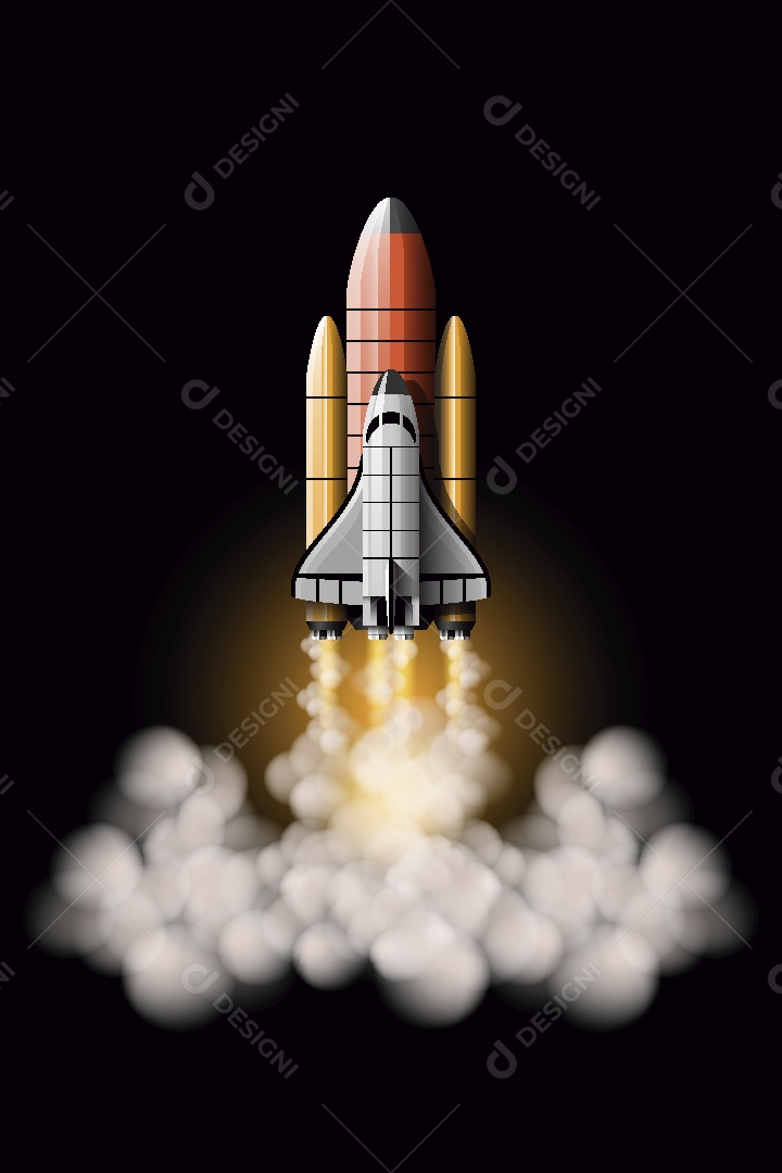 Foguete Decolando Ilustração Vetor EPS