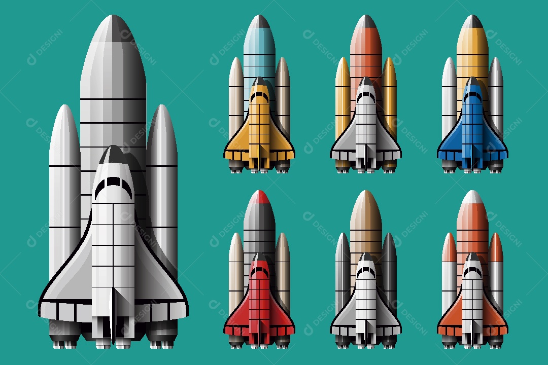 Conjunto de Foguetes Ilustração Vetor EPS