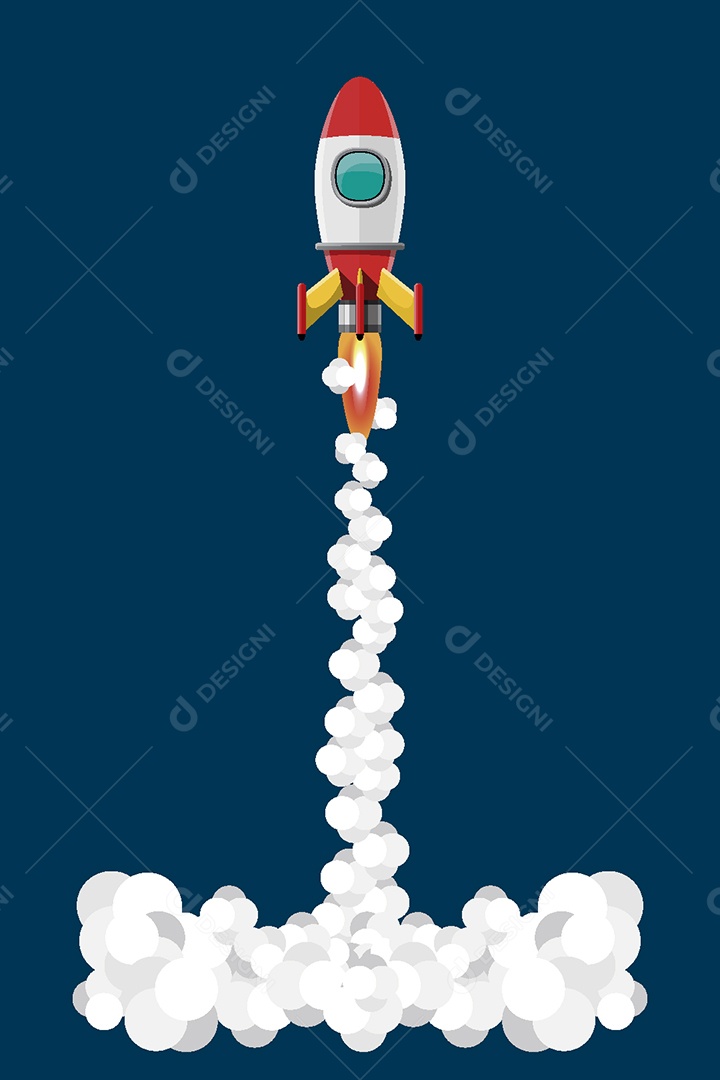 Foguete Decolando Ilustração Vetor EPS