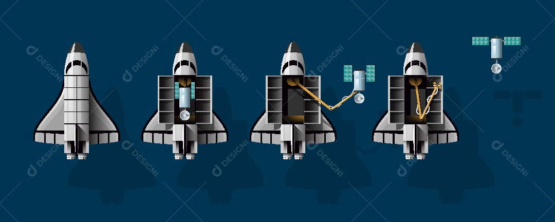 Lançamento de Satélite Ilustração Vetor EPS