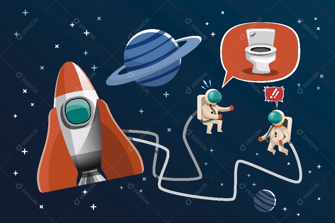 Foguete e Astronautas Ilustração Vetor EPS