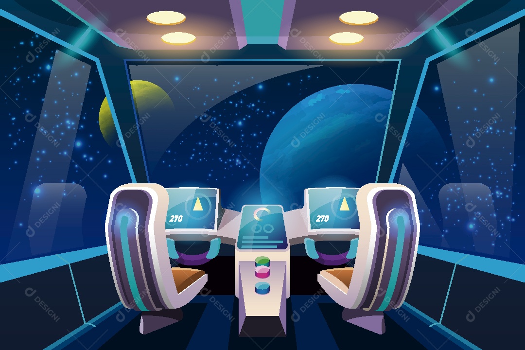 Cockpit de Nave Espacial Ilustração Vetor EPS