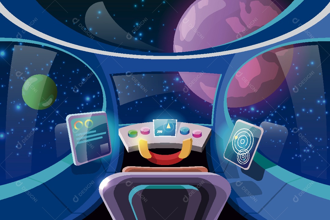 Cockpit de Nave Espacial Ilustração Vetor EPS
