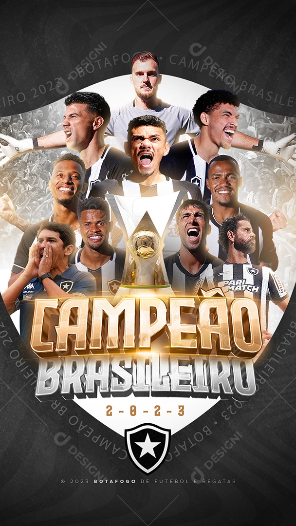 Social Media Flyer Story Campeão Brasileiro 2023 Botafogo PSD Editável