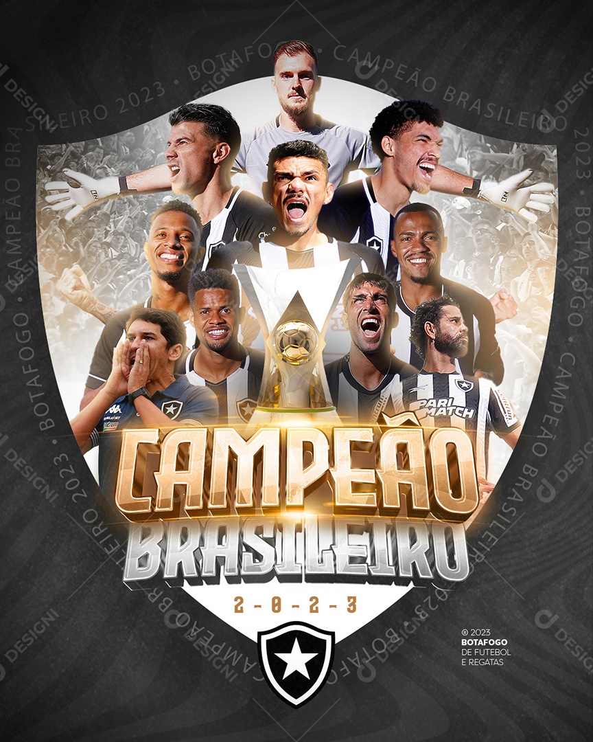 Social Media Flyer Feed Campeão Brasileiro 2023 Botafogo PSD Editável