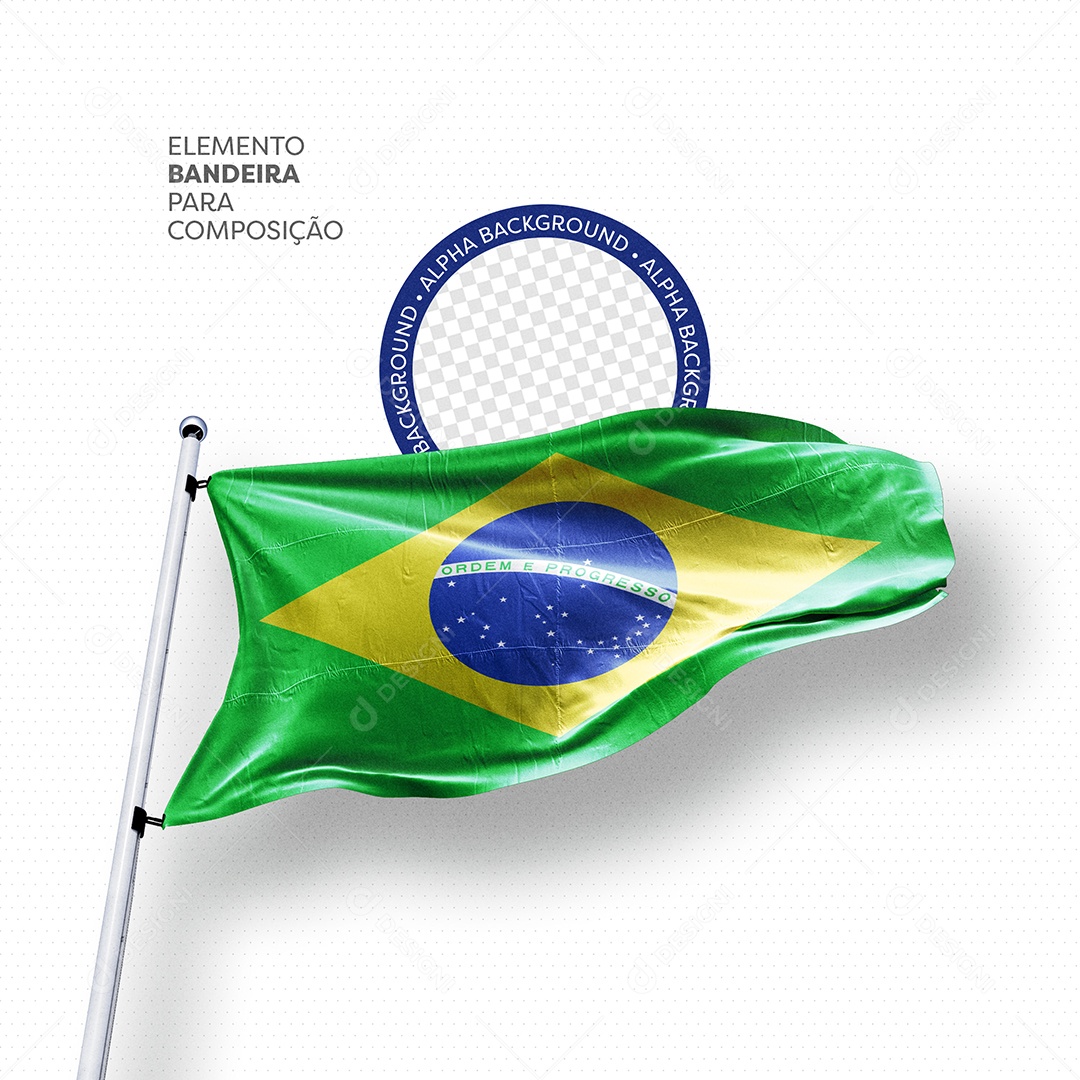 Elemento 3D Bandeira Do Brasil Para Composição PSD