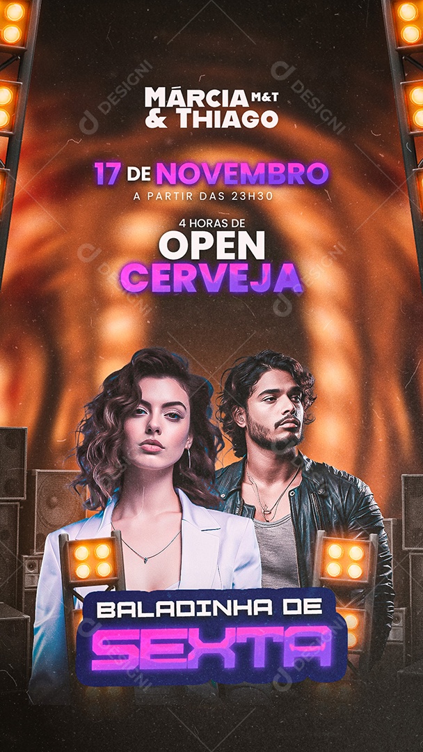 Story Flyer Márcia & Thiago Open Cerveja Baladinha De Sexta Social Media PSD Editável