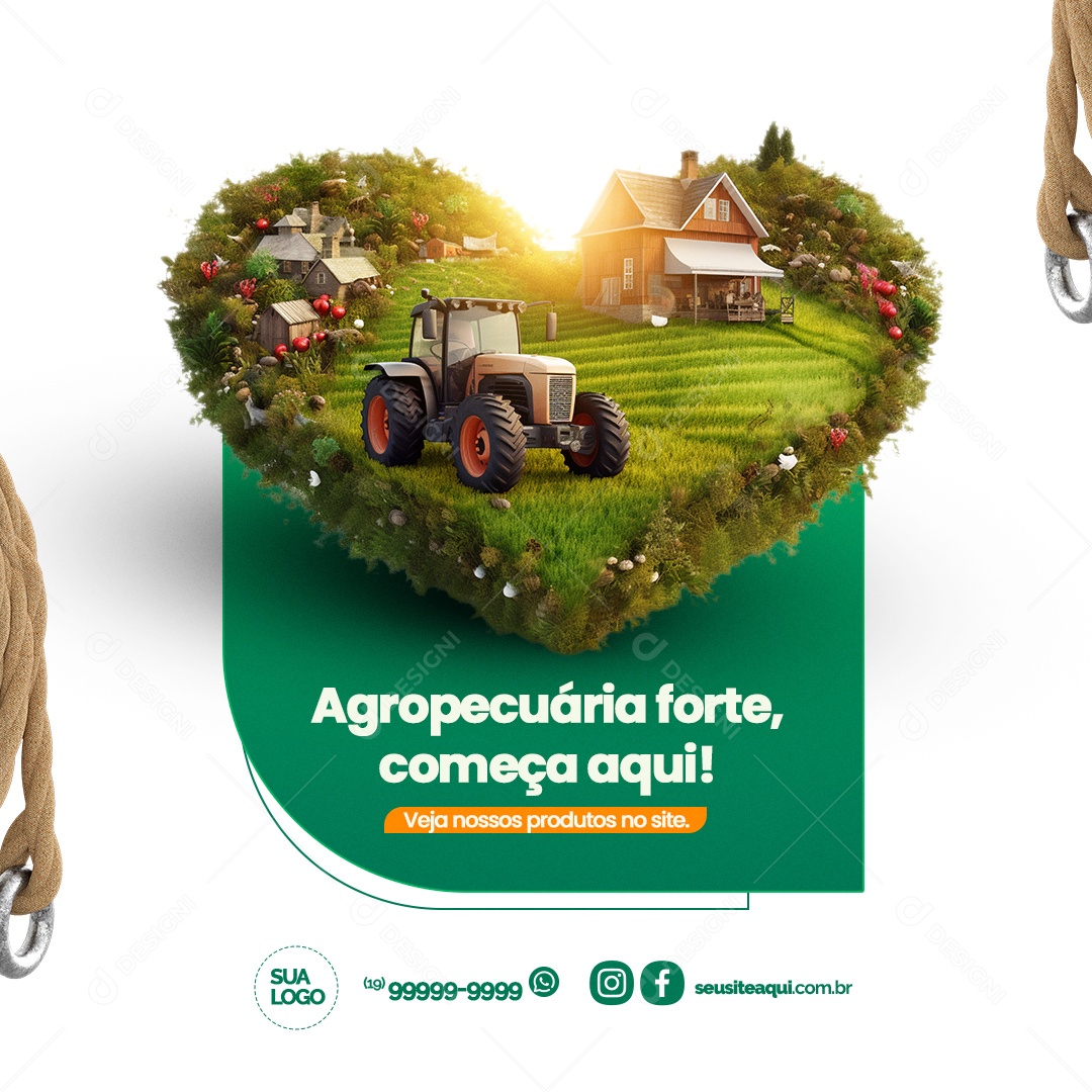 Agropecuária Forte Começa Aqui Veja nossos Produtos no Site Social Media PSD Editável