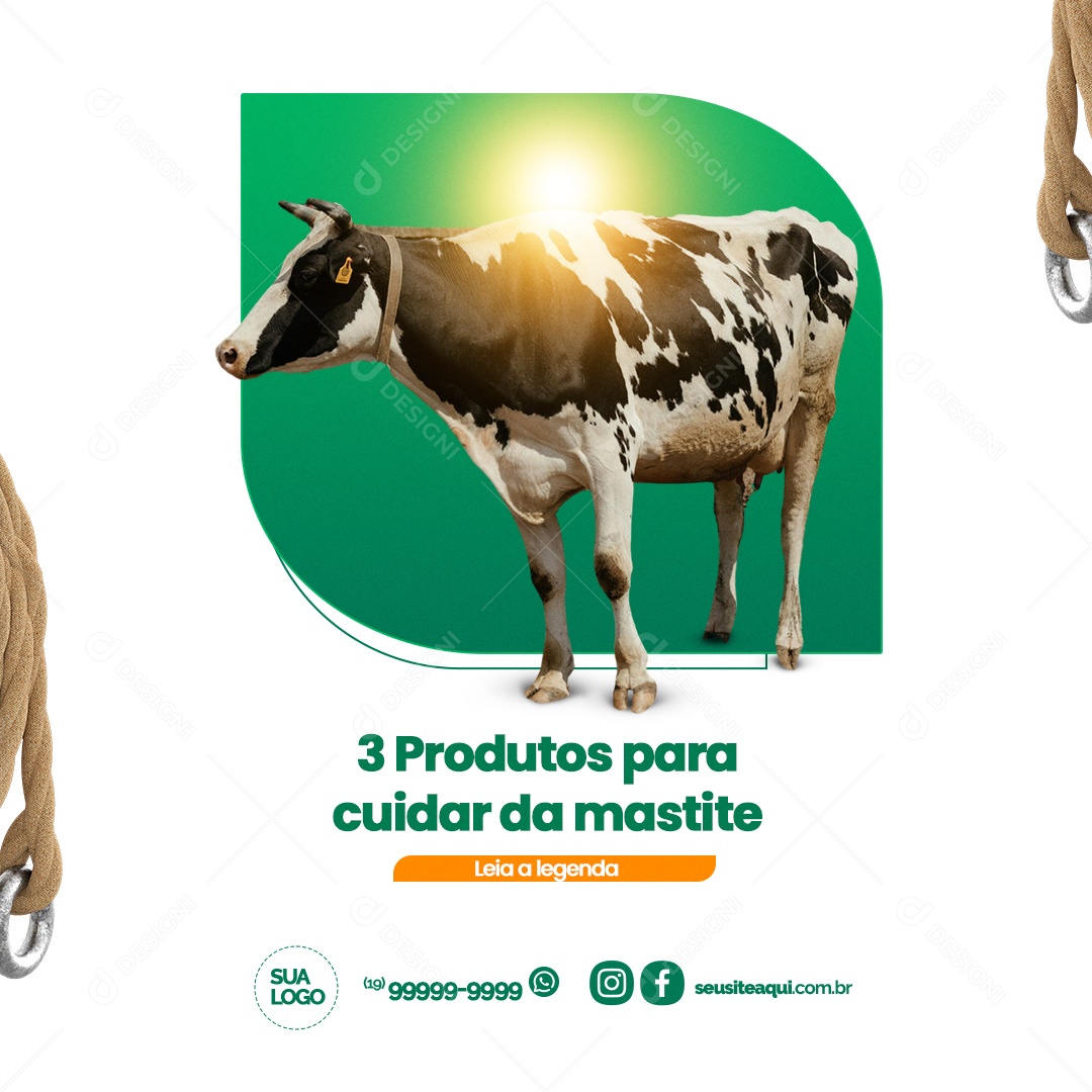Agropecuária 3 Produtos para Cuidar da Mastite Leia a Legenda Social Media PSD Editável
