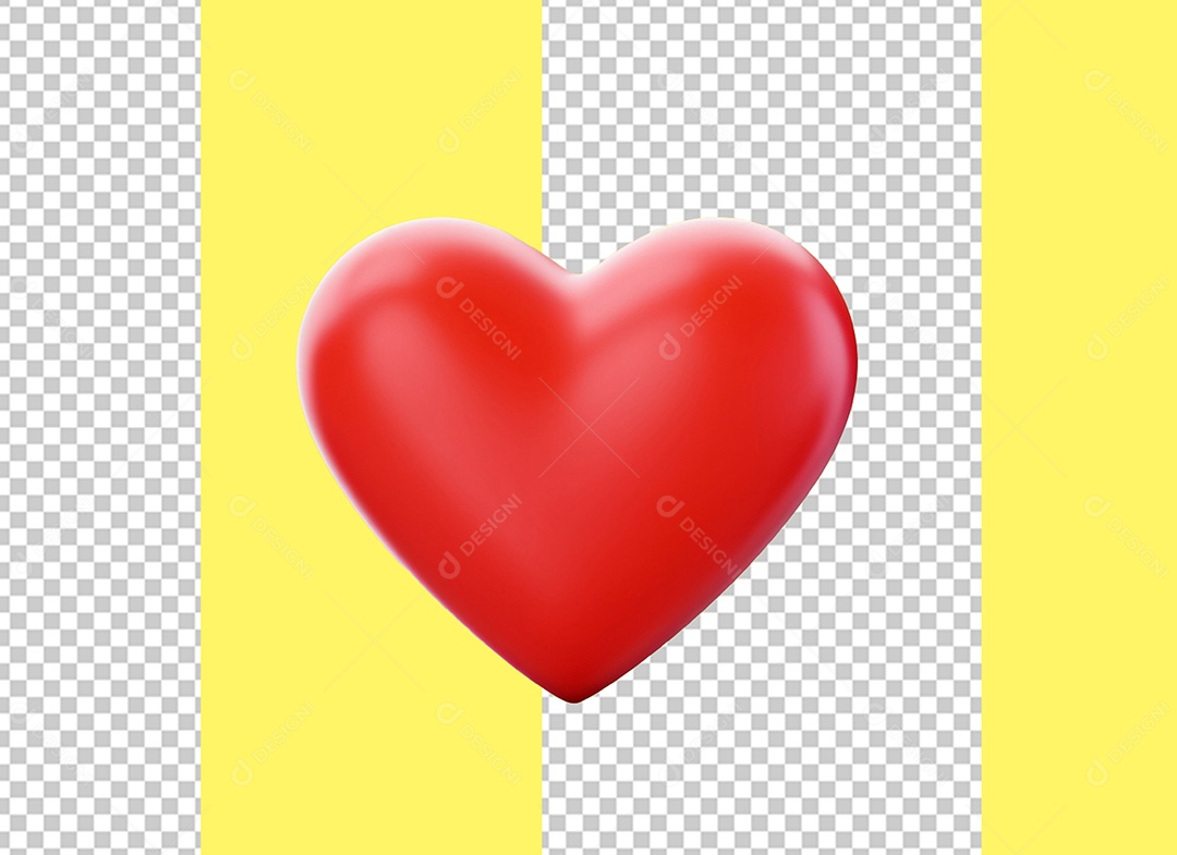 Coração Vermelho Elemento 3D para Composição PSD