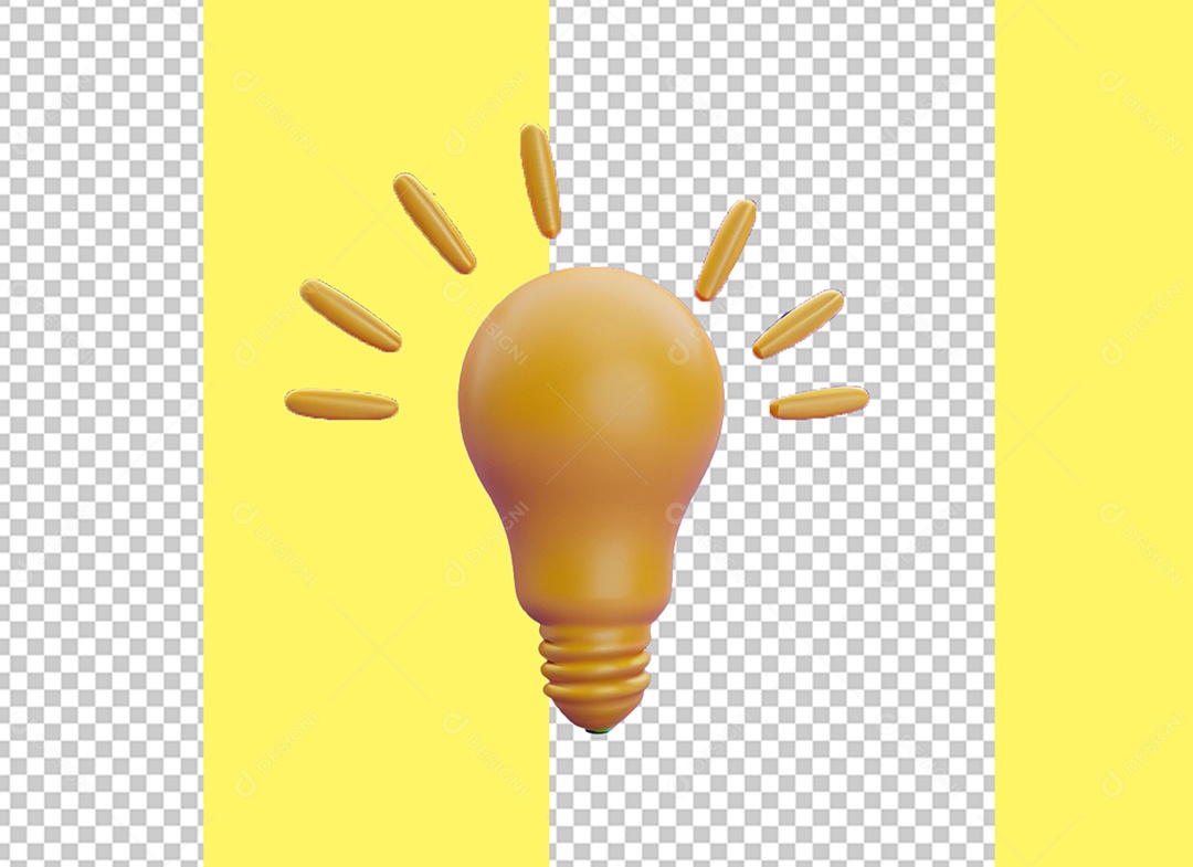 Elemento 3D Lâmpada de Ideia Laranja para Composição PSD