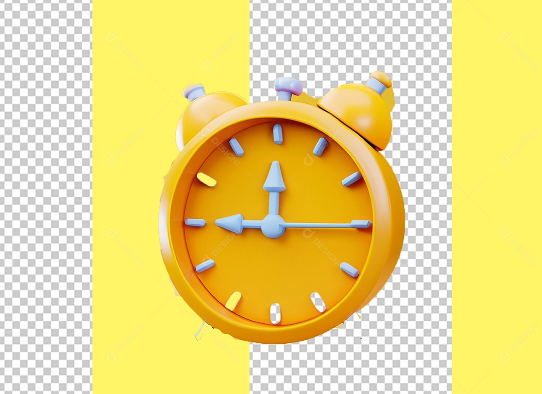 Despertador Alarme Relógio Laranja Elemento 3D para Composição PSD
