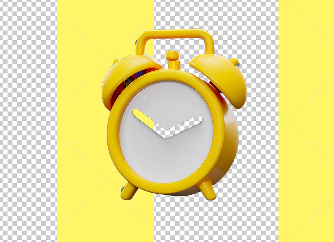 Despertador Alarme Relógio Amarelo Elemento 3D para Composição PSD