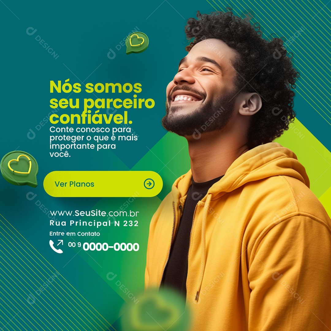 Seguradora Nós Somos seu Parceiro Confiável Ver Planos Social Media PSD Editável