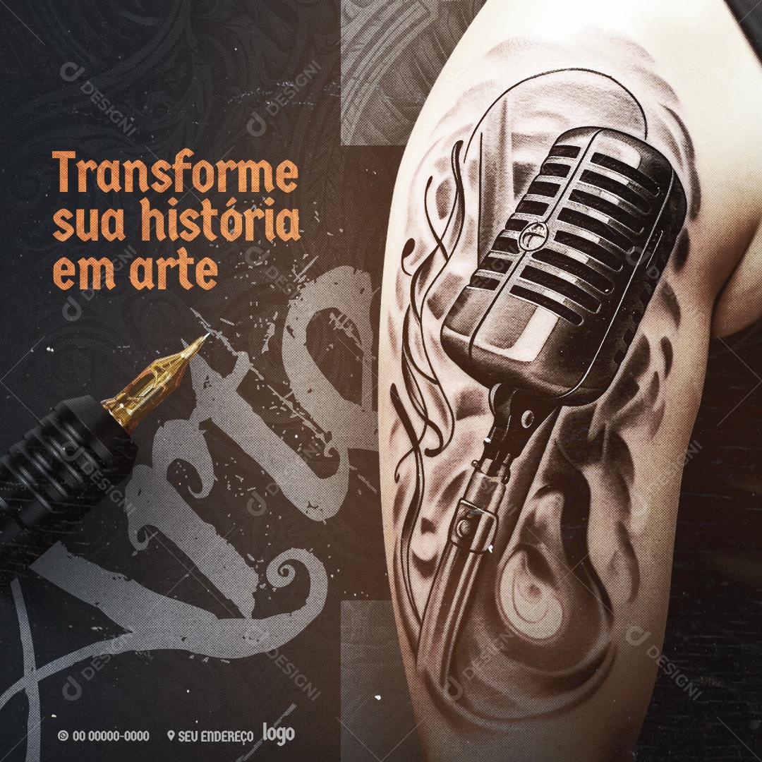 Tatuagem Transforme sua História em Arte Social Media PSD Editável
