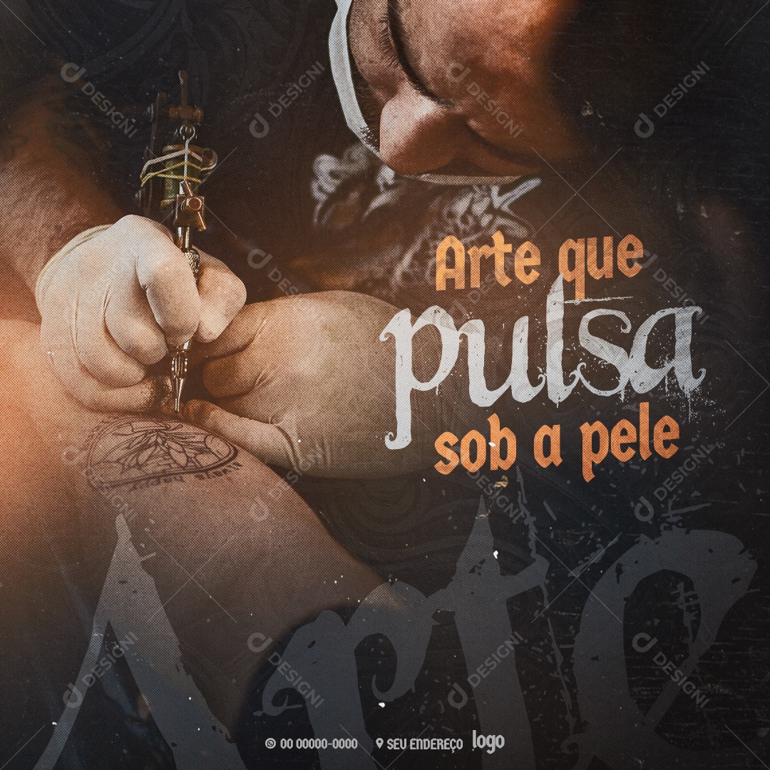 Tatuagem Arte que Pulsa Sob a Pele Social Media PSD Editável