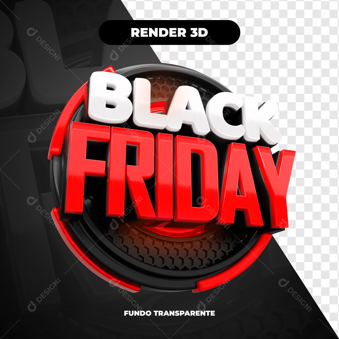 Selo 3D Black Friday Vermelho Para Composição PSD