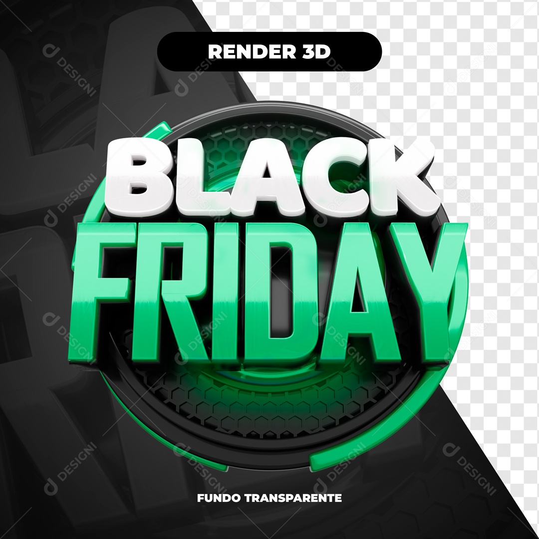 Selo 3D Black Friday Verde Para Composição PSD