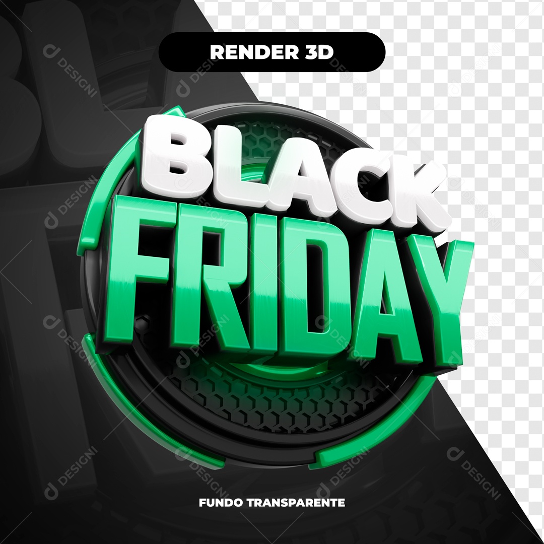 Selo 3D Black Friday Verde Para Composição PSD