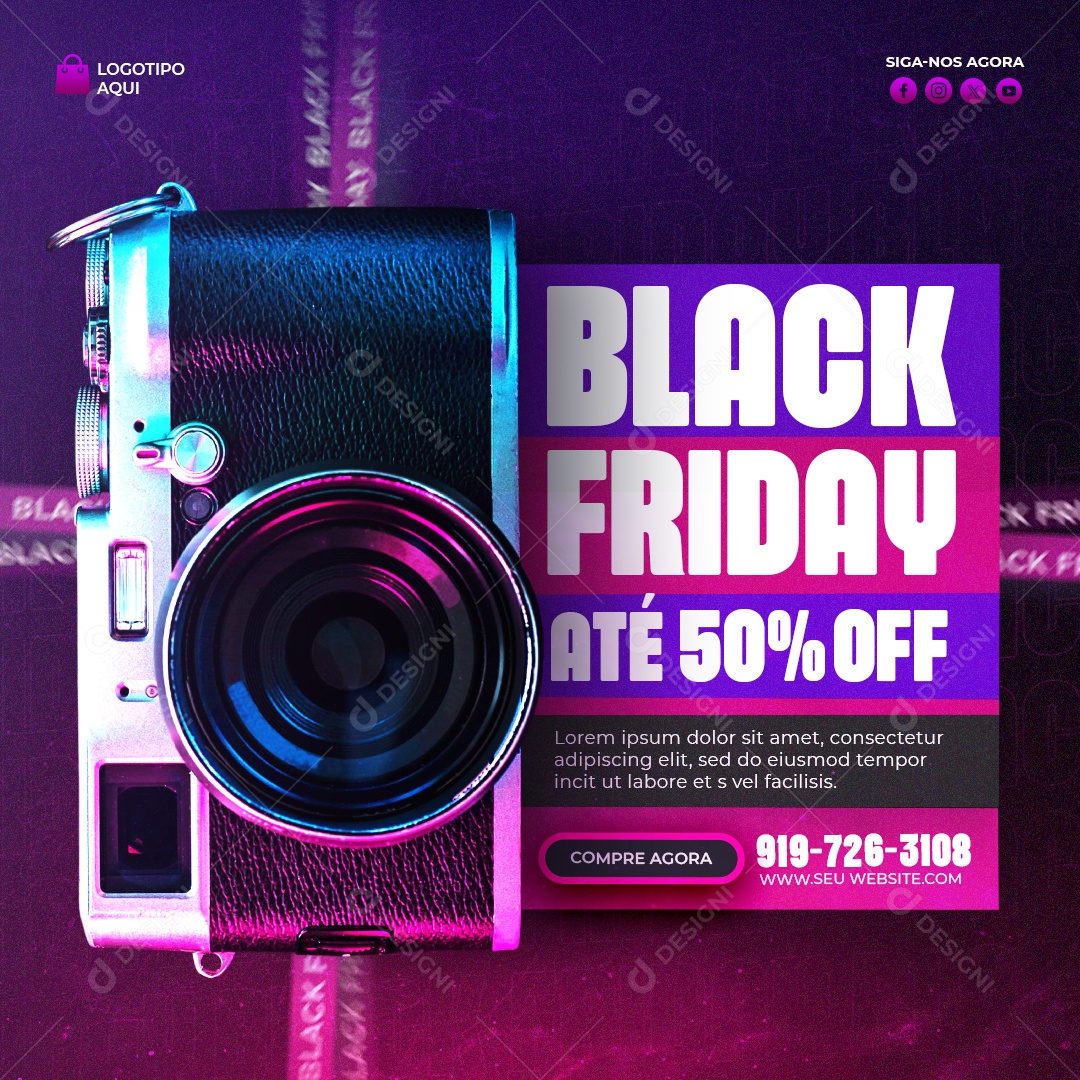 Black Friday Câmera Social Media PSD Editável