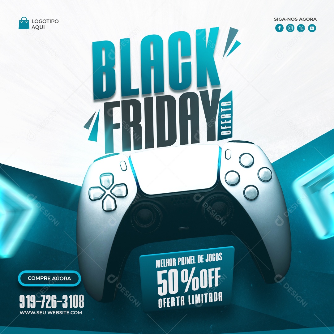 Social Media Black Friday Oferta Jogos PSD Editável