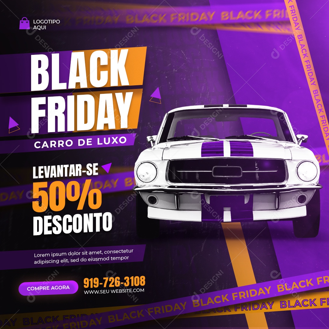 Social Media Black Friday Carro De Luxo Descontos PSD Editável