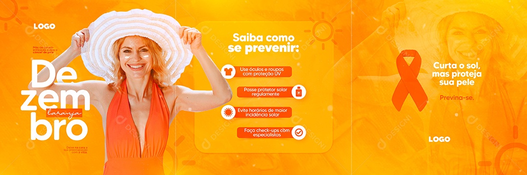 Dezembro Laranja Curta o Sol mas Proteja sua Pele Social Media PSD Editável