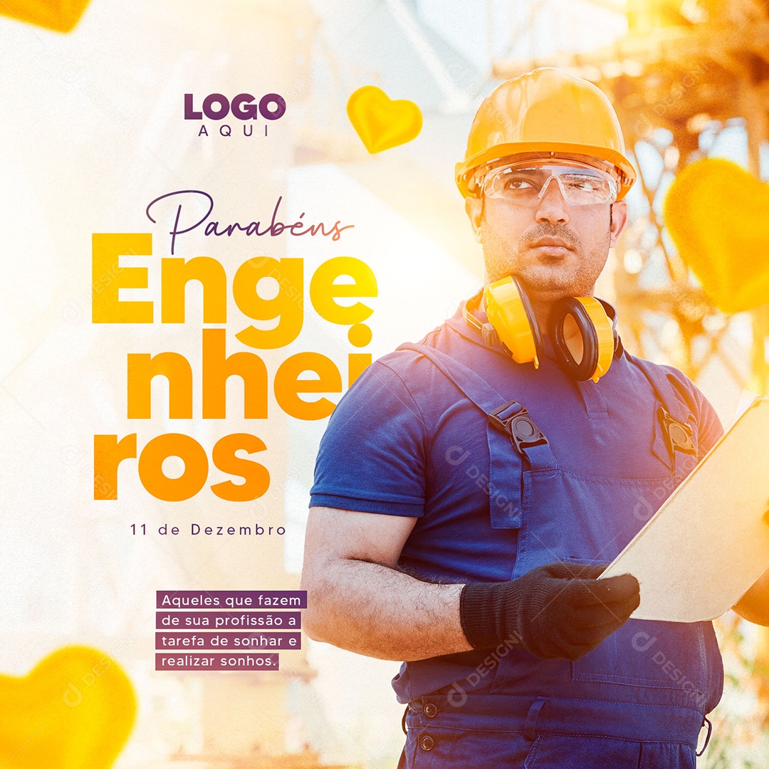 Dia Do Engenheiro 11 de Dezembro Parabéns Social Media PSD Editável