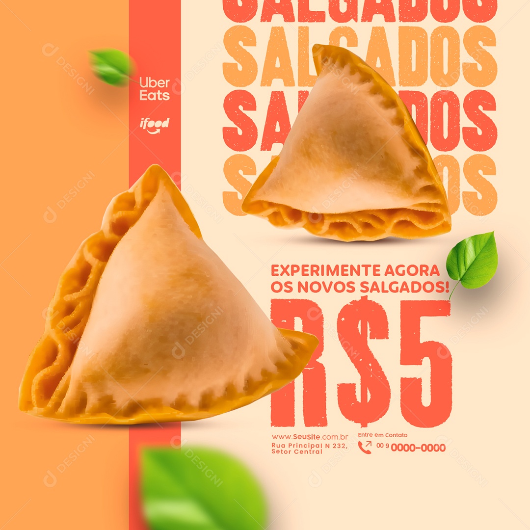 Salgateria Experimenta Agora os Novos Salgados Delivery Social Media PSD Editável
