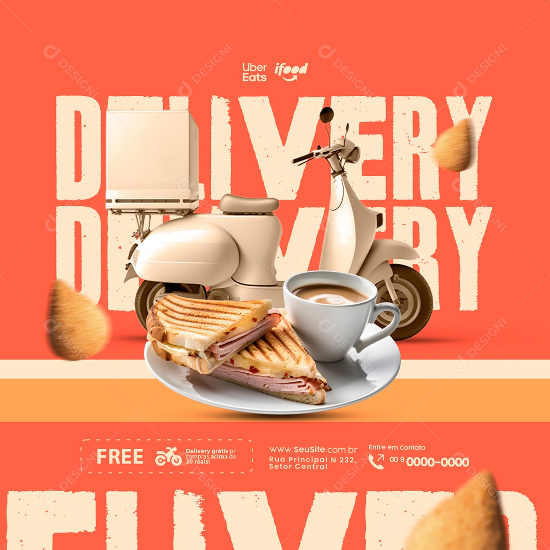 Salgateria Delivery Sanduíche e Café Social Media PSD Editável