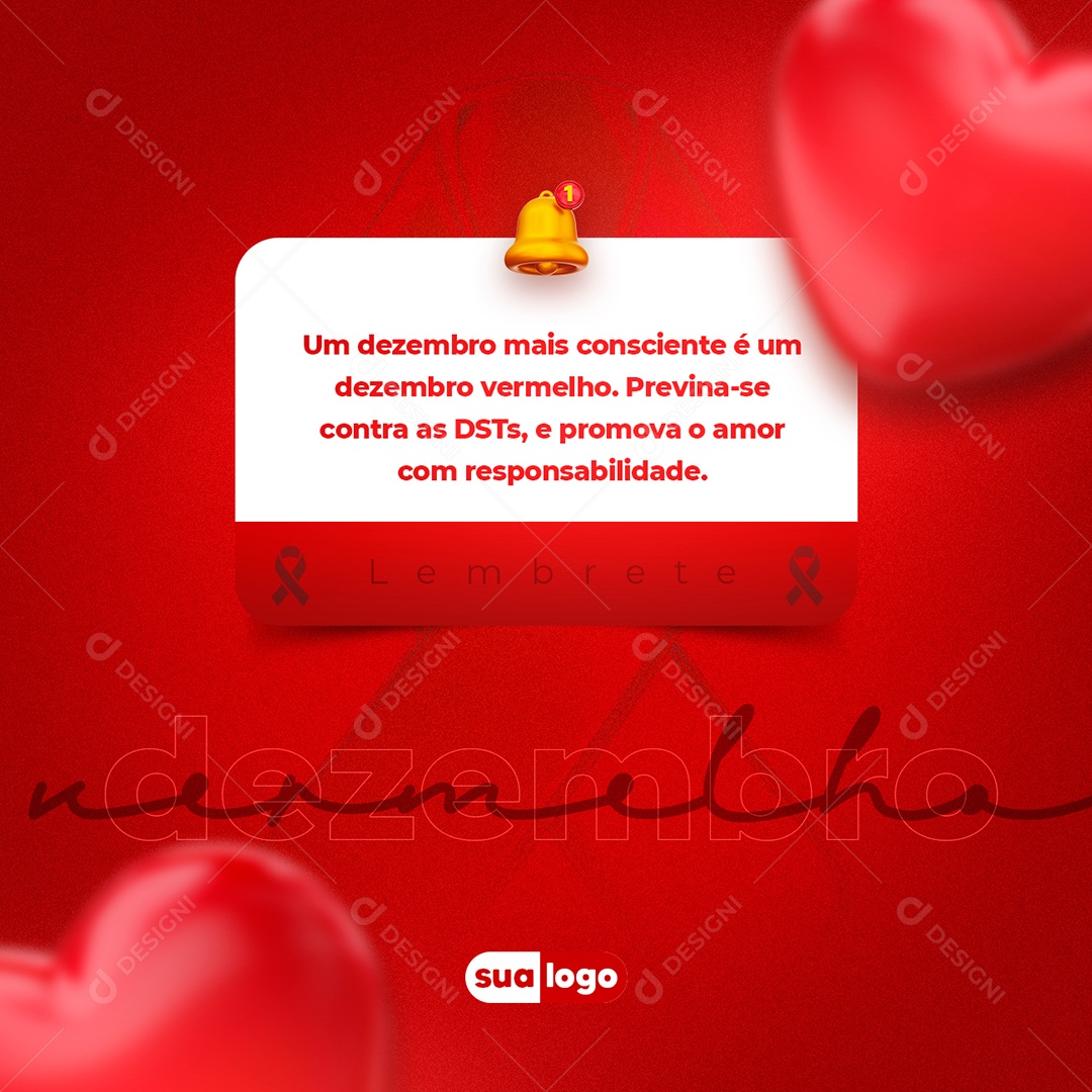 Um Dezembro mais Consciente é um Dezembro Vermelho Social Media PSD Editável