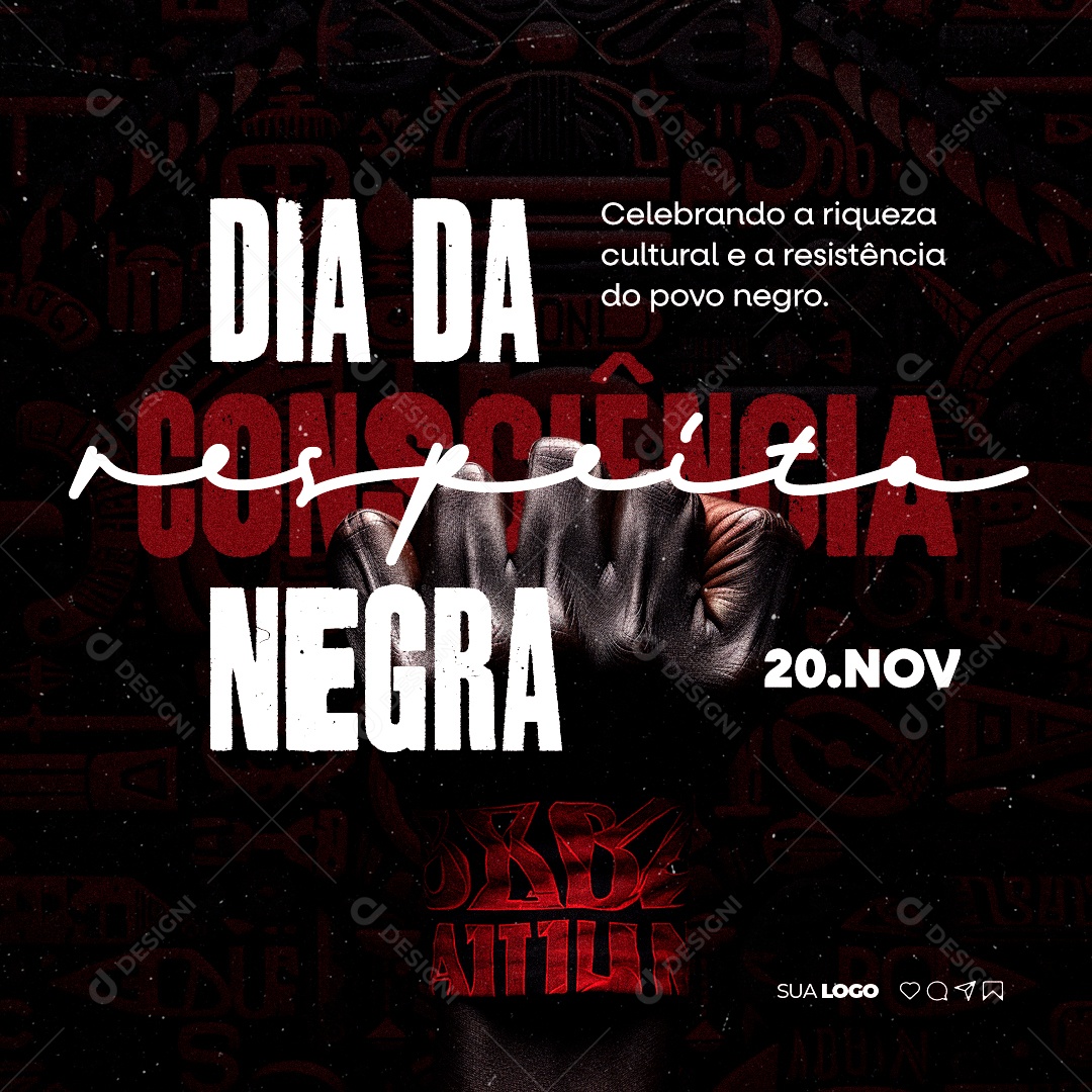 Dia da Consciência Negra 20 de Novembro Social Media PSD Editável