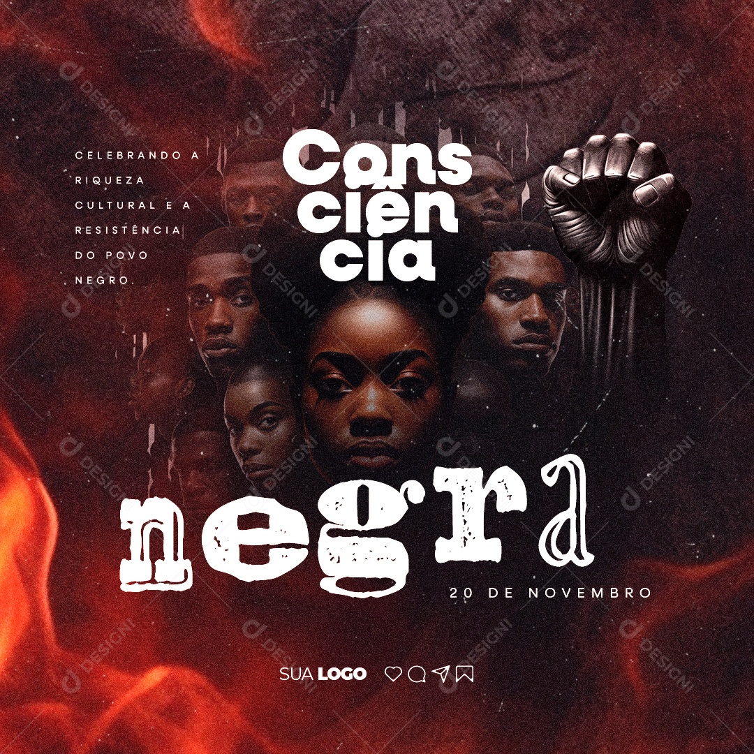Dia da Consciência Negra Celebrando a Riqueza Cultural e a Resistência Social Media PSD Editável