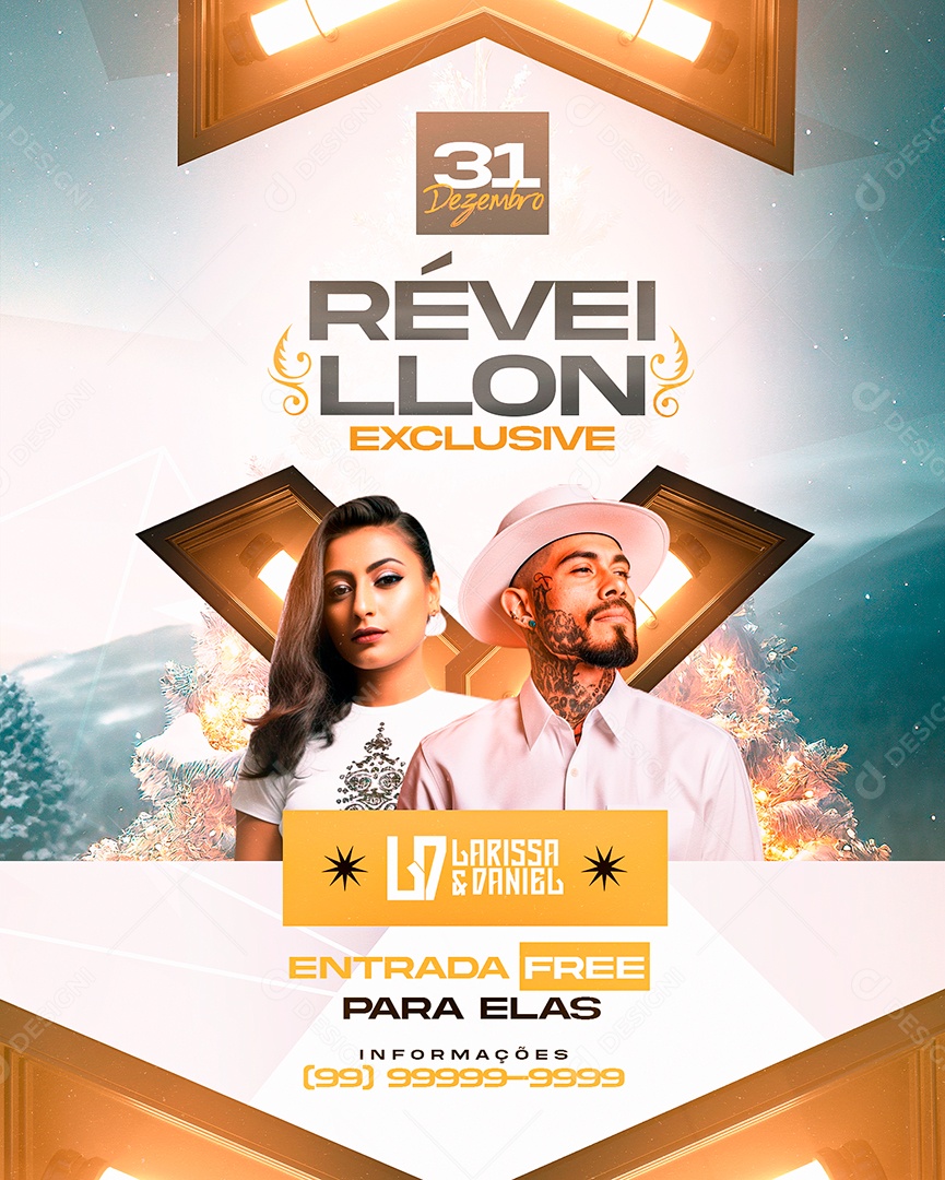 Flyer Réveillon Exclusive Larissa & Daniel Social Media PSD Editável