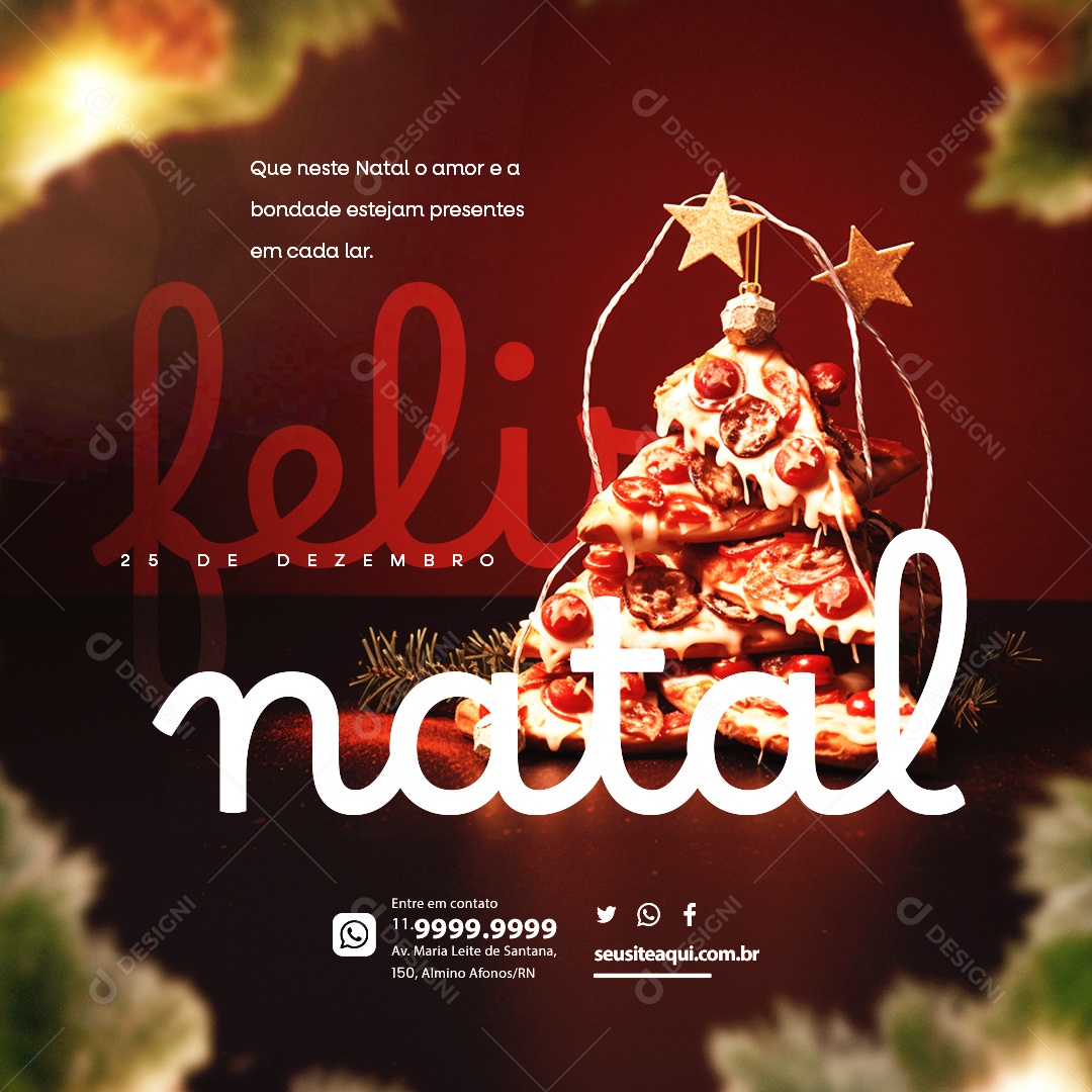 Feliz Natal Pizzaria Que Neste Natal o Amor e a Bondade Estejam Presentes em Cada Lar Social Media PSD Editável