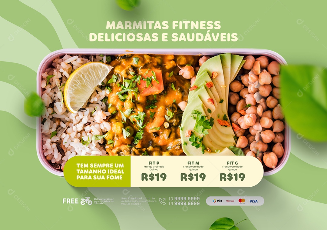 Banner Marmitas Fitness Deliciosas e Saudáveis Social Media PSD Editável