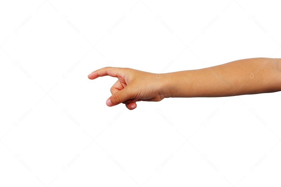 Mão de menino apontando para algo