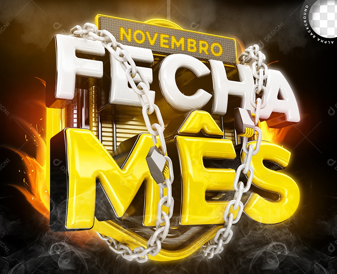Novembro Fecha Mês Selo 3D Para Composição PSD