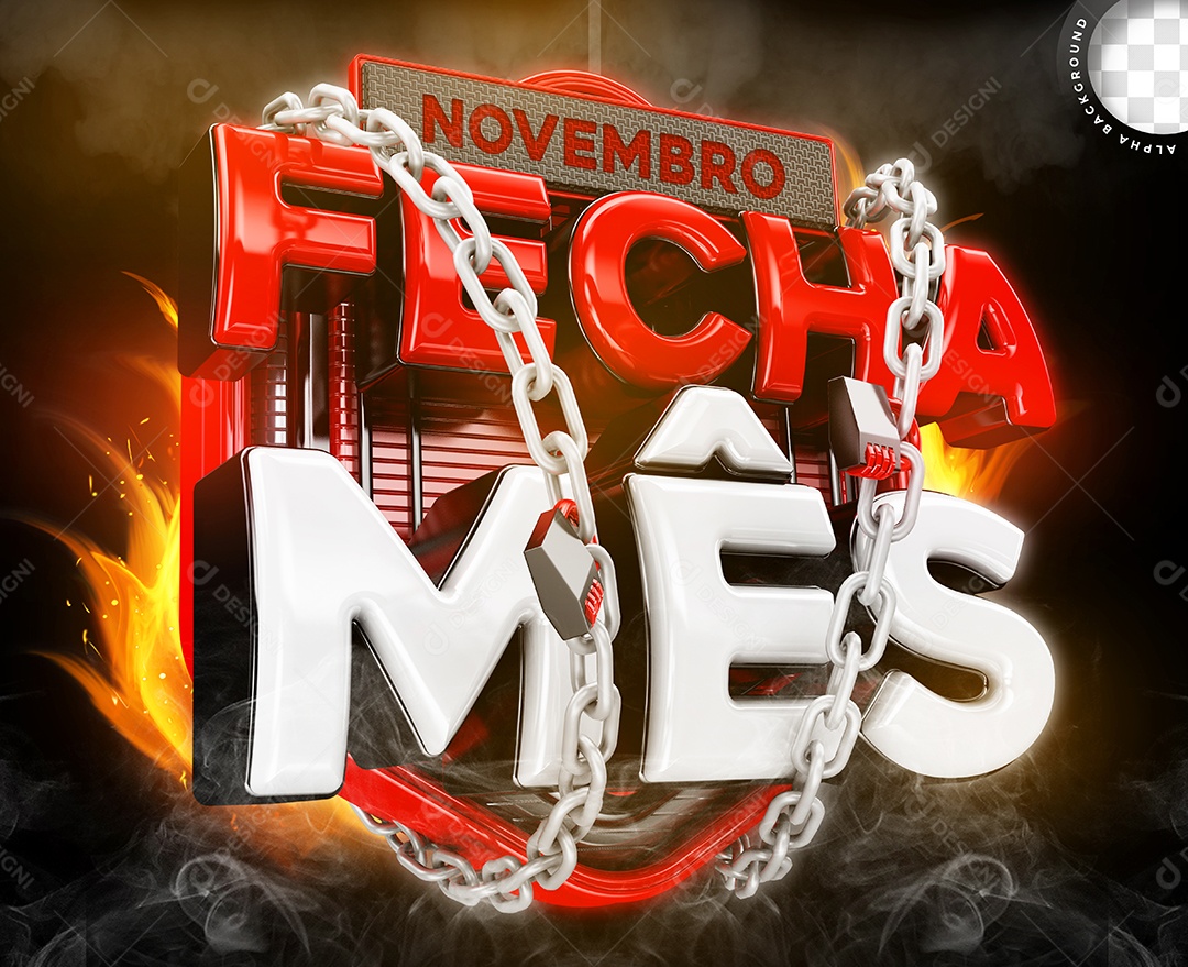 Selo 3D Novembro Fecha Mês Para Composição PSD