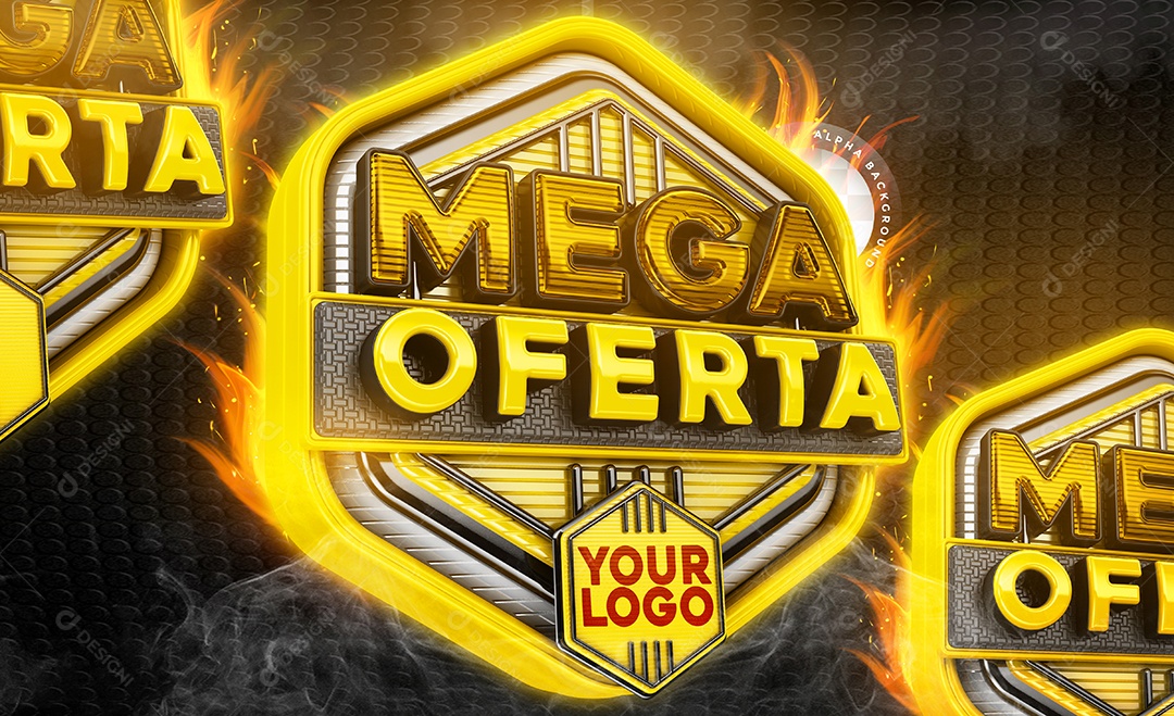 Selo 3D Mega Oferta Para Composição PSD