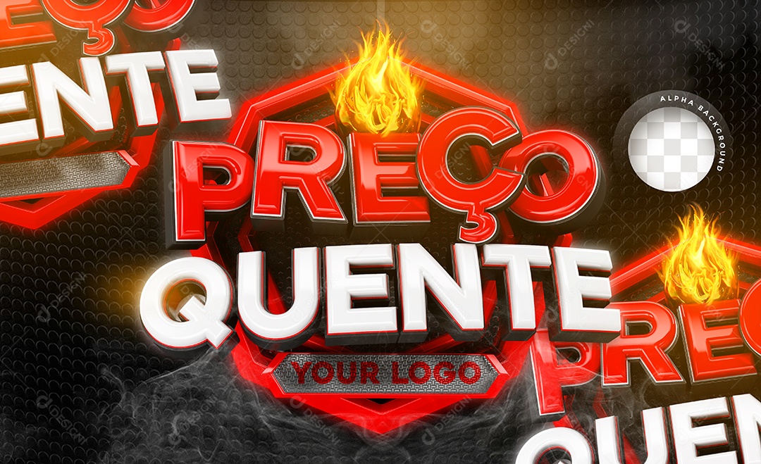 Selo 3D Preço Quente Vermelho Para Composição PSD