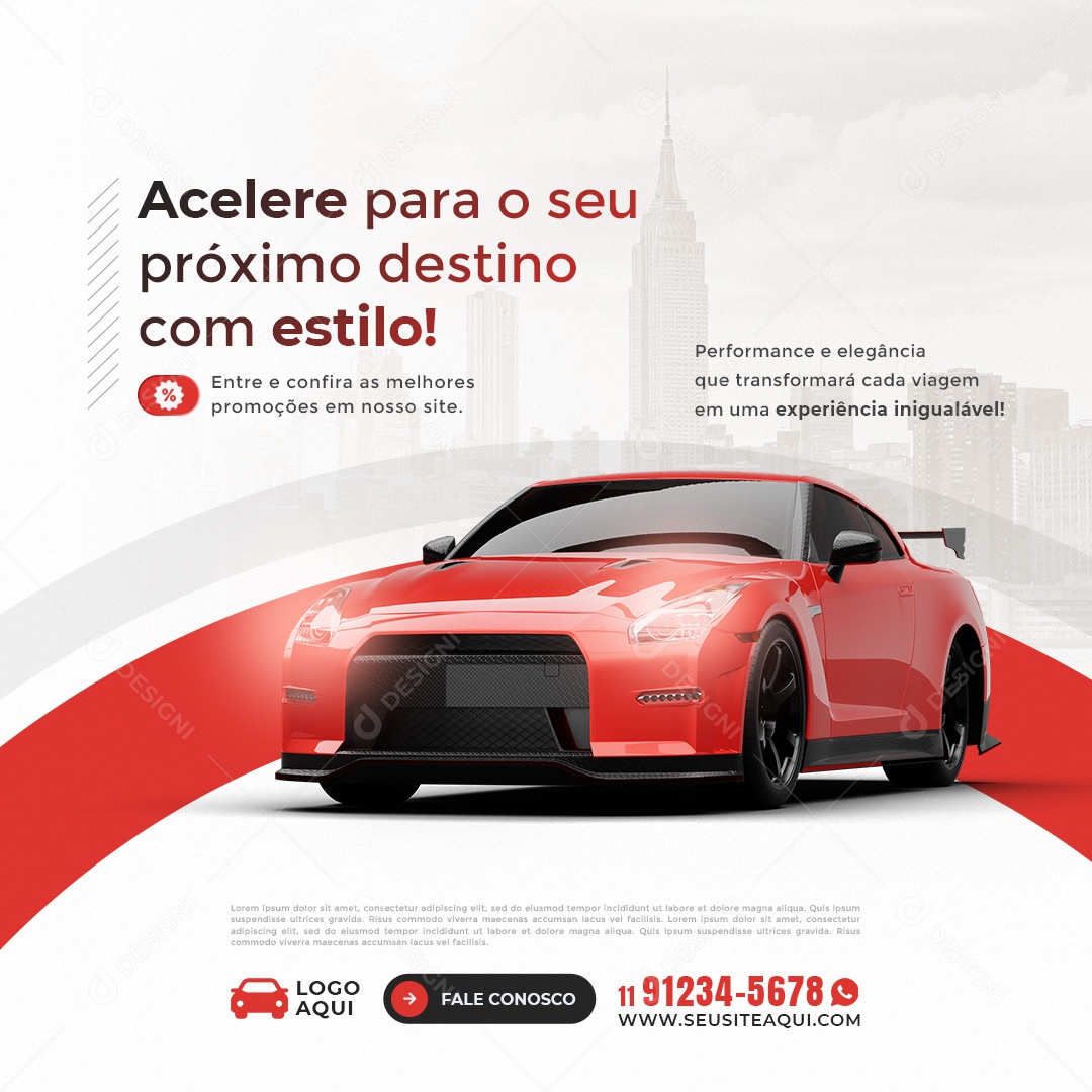 Social Media Acalere Para o Seu Próximo Destino Concessionária PSD Editável